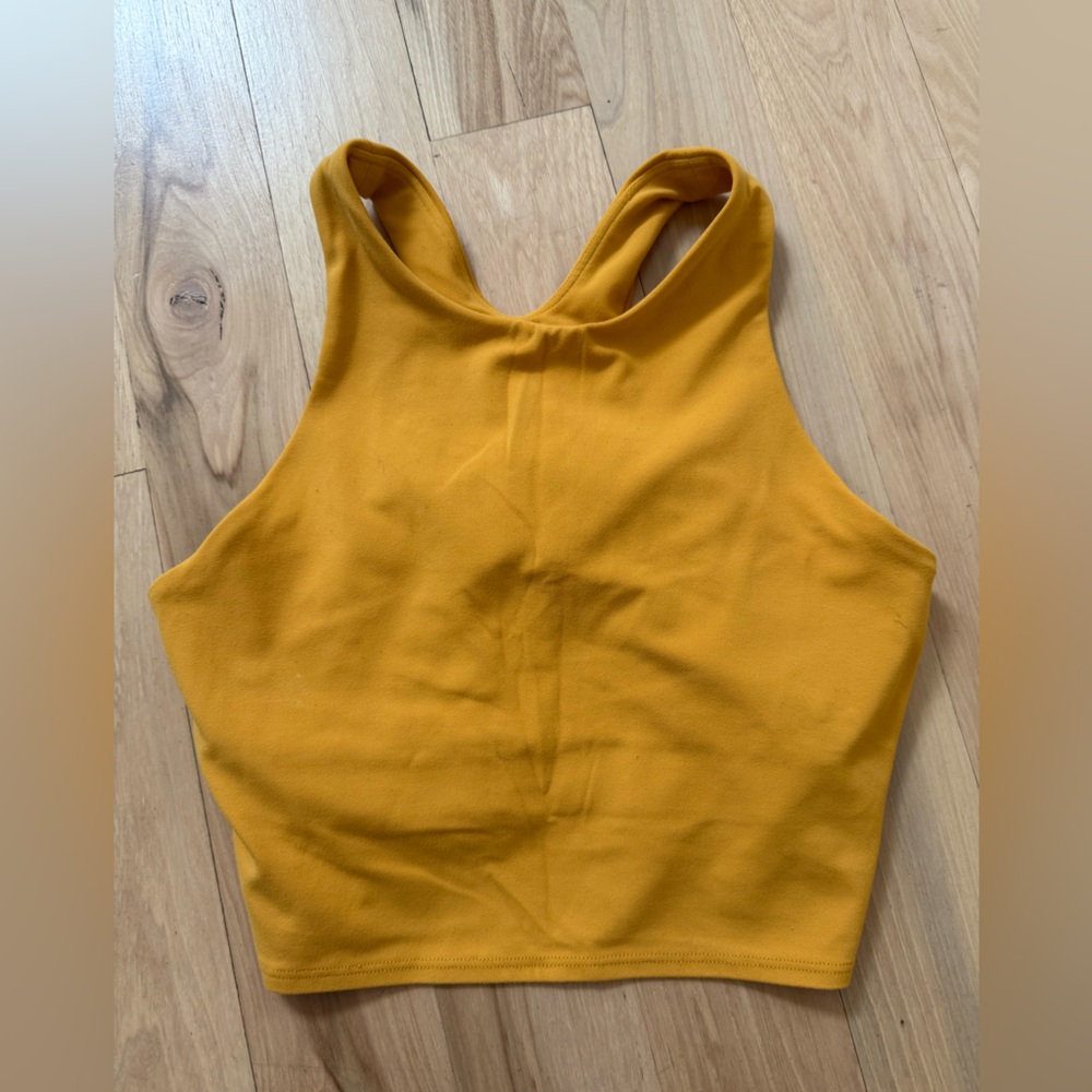 Athleta Mustard Yellow Conscious Crop Support Tank Top Women's Size Small
